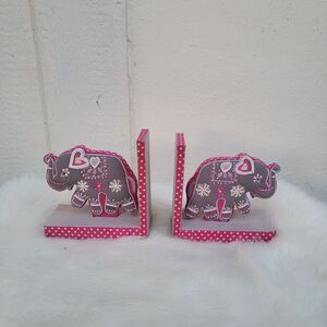 Elephant book ends boho decor polka dot